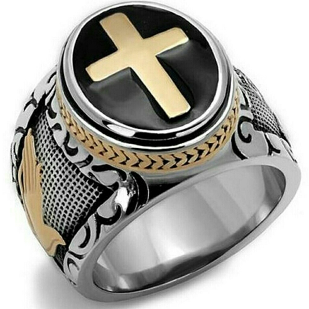 Vintage Two-Tone Holy Cross Ring